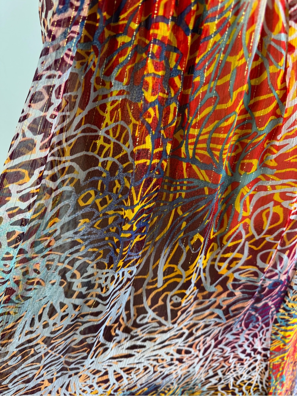 BCBG MaxAzria Y2K Boho Silk Blend One Shoulder Maxi Dress Multicolor Size 4 Chic - Picture 9 of 16